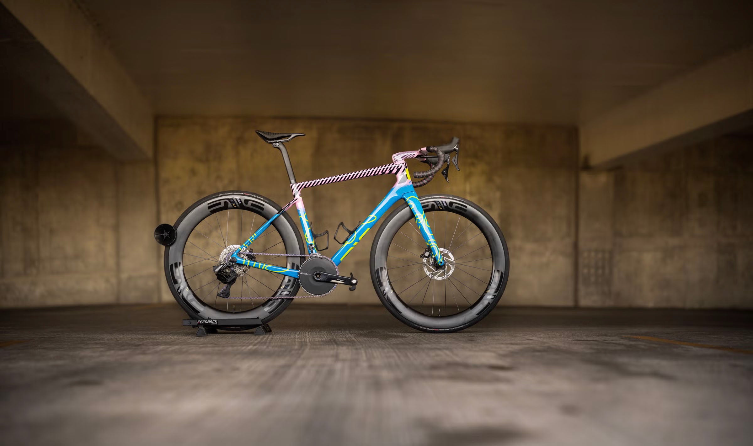 Bicycle with the TRP VISTAR powershift drivetrain and components on a concrete floor.
