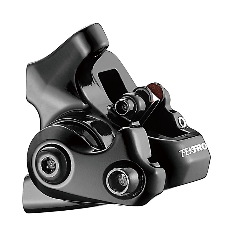 Black brake caliper with TEKTRO branding on a white background