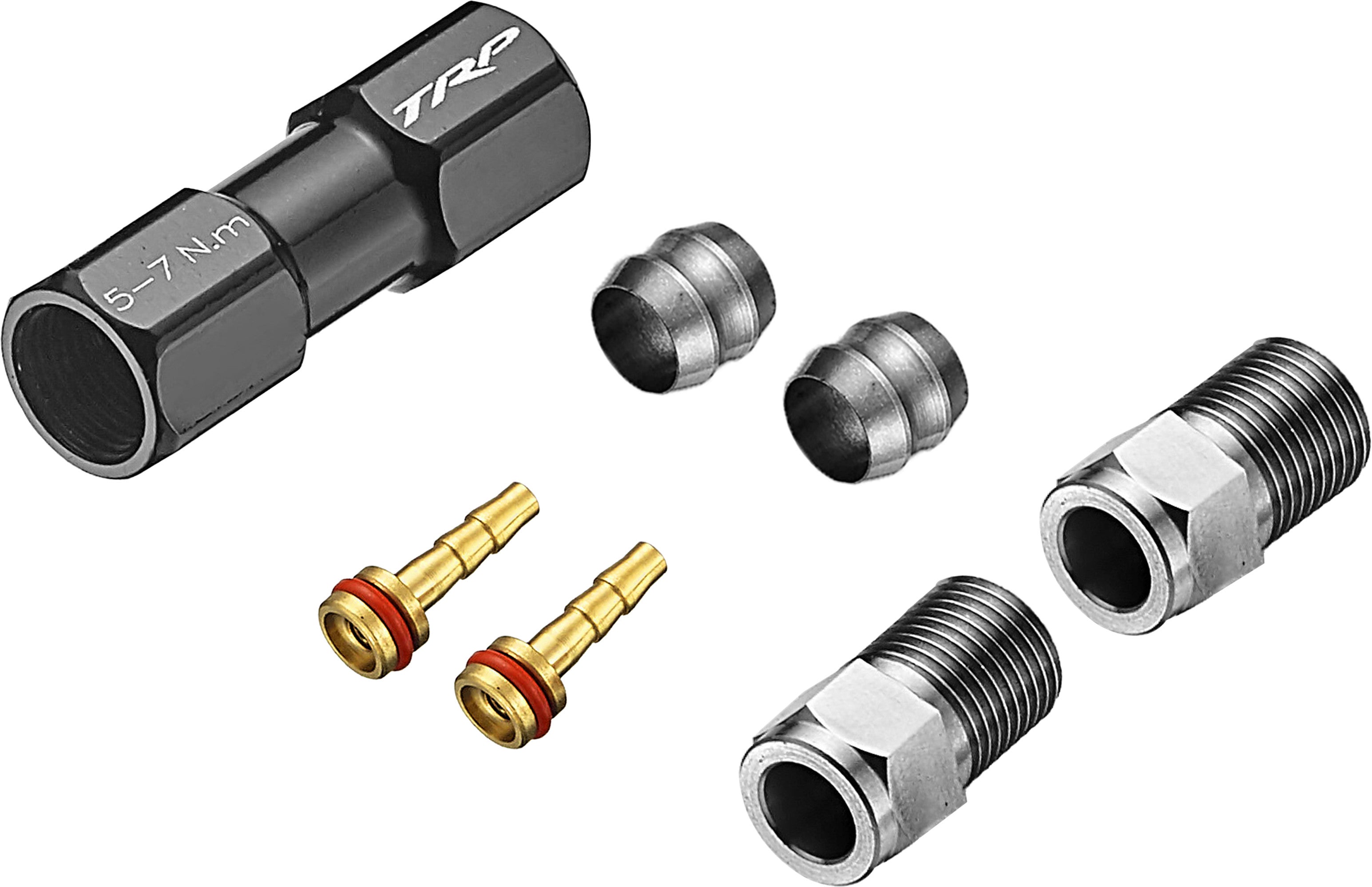 TRP brake hose coupler for hydraulic brake line connections on mountain bike and road brake systems