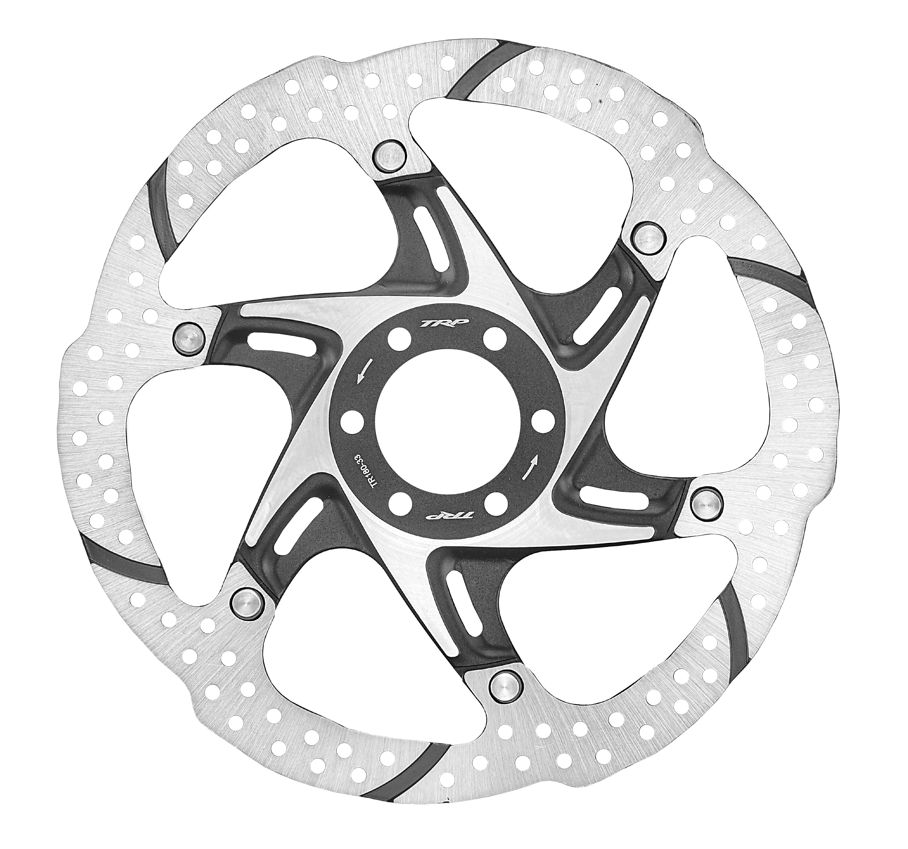 TRP 180mm disc rotor with 33mm centre bore for trail bike braking performance