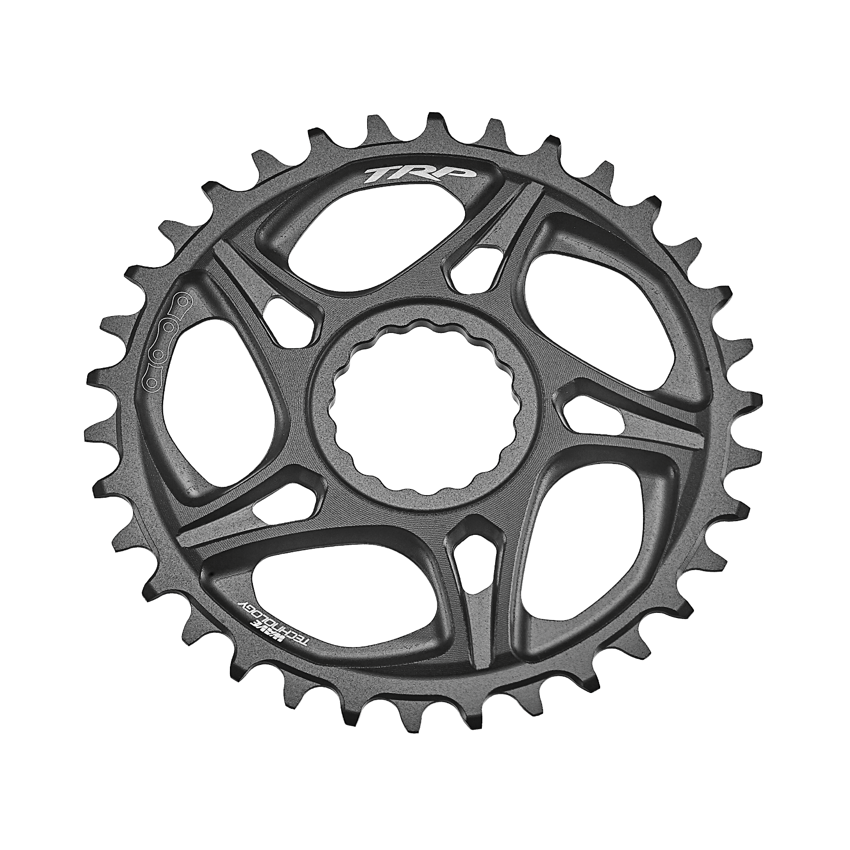 TRP EVO M8070 chainring in black anodised finish for 11-speed mechanical drivetrain systems