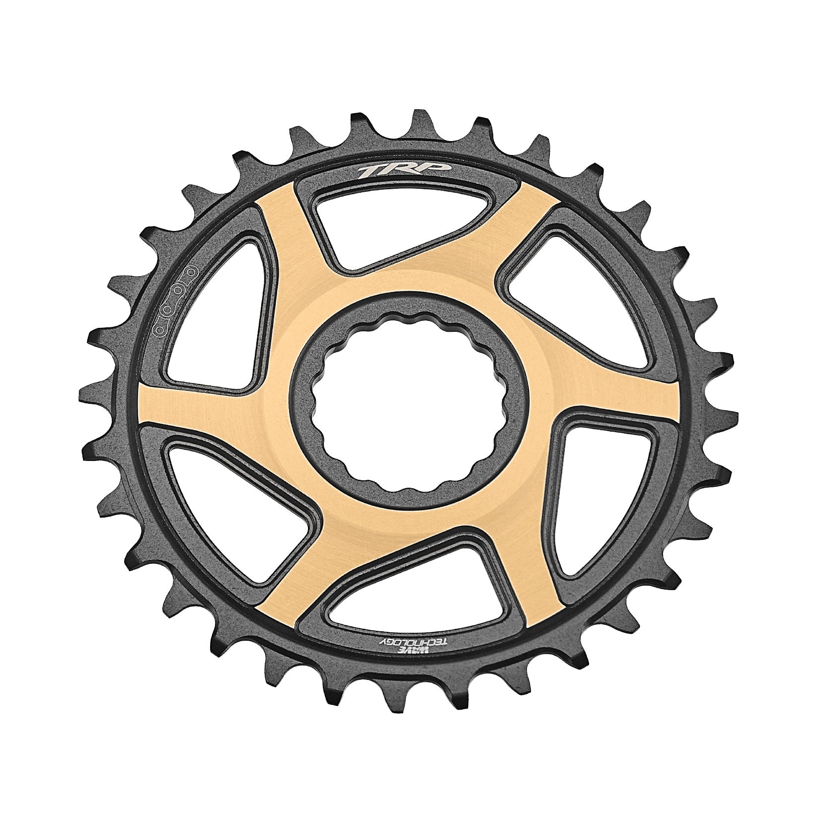 TRP EVO chainring in premium gold anodized finish