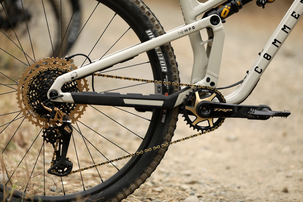 TRP EVO 12-speed drivetrain product photography showcasing precision mechanical shifting technology for  cyclists"