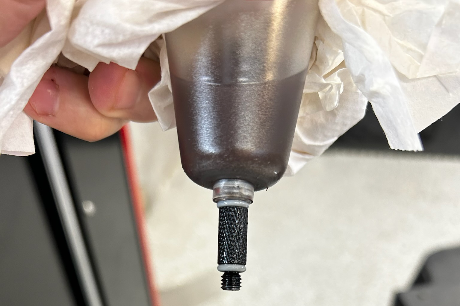 used oil after bleeding bike brakes