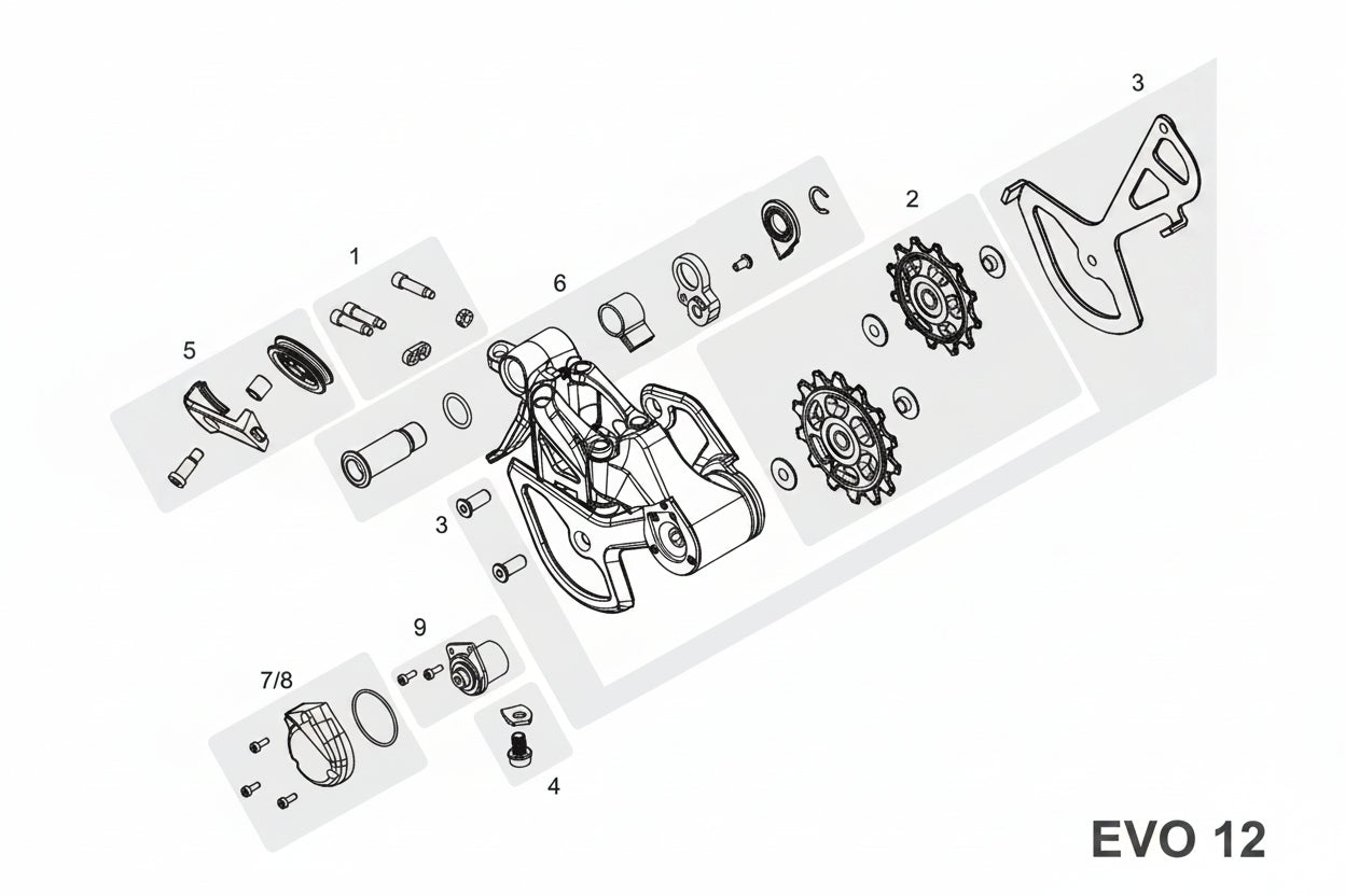 TRP EVO 12-speed rear derailleur M9050 for mountain bikes - Hall Lock technology for  trails"