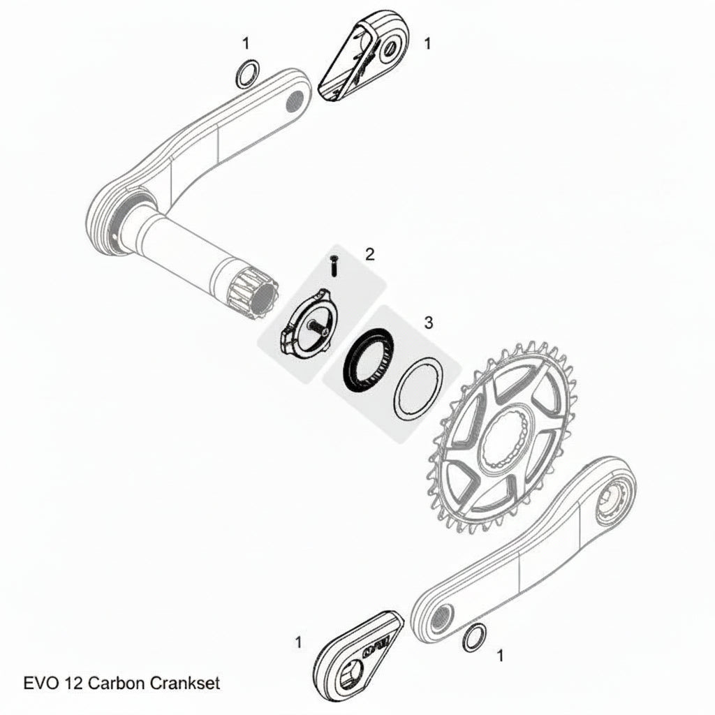 TRP EVO FC-M9050 crankset detailed view - premium mechanical drivetrain for  cycling builds"